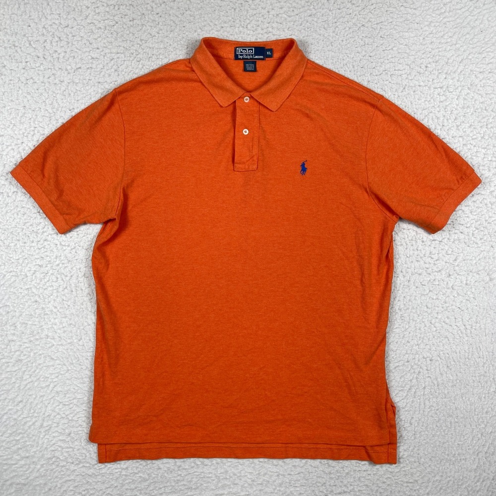 Polo Ralph Lauren Polo Shirt Mens XL Orange Short Sleeve Cotton Pony Logo